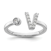 14k White Gold 1/6 carat Lab Grown Diamond VS/SI+ G+ Initial V Adjustable Ring
